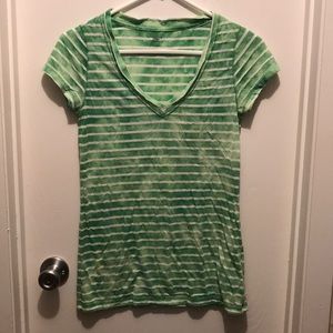 Vintage Striped Green V-Neck